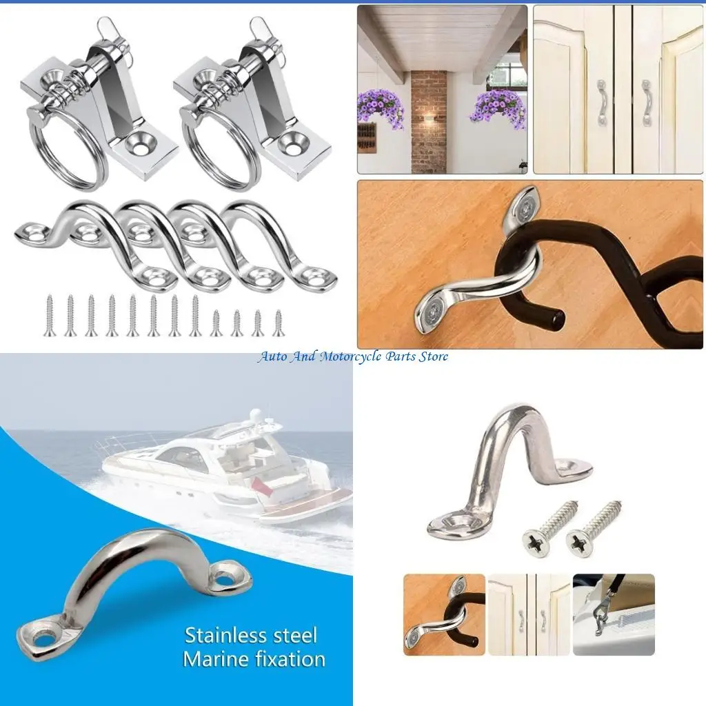 

P9FD 8pcs/10pcs Морская лодка верхняя половина с завязкой якоря с завязкой вниз по петле каяков с винтами из нержавеющей стали