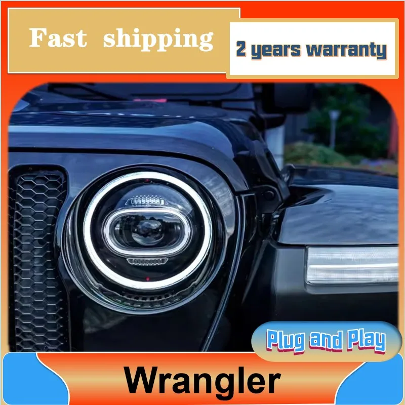 

Стайлинг автомобиля для Jeep Wrangler, головной свет 2018-2021, фара Wrangler DRL, указатель поворота, ближний свет, линза проектора