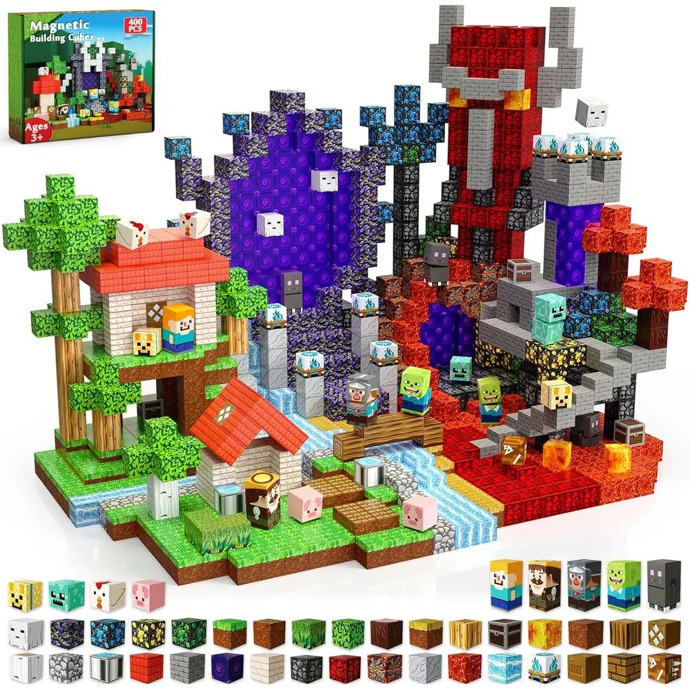 ชุดตัวต่อแม่เหล็ก 400 ชิ้น: ธีมพอร์ทัลป่าไม้ - ของเล่นเสริมพัฒนาการ STEM สำหรับเด็กอายุ 3 ปีขึ้นไป เหมาะสำหรับคริสต์มาสและวันเกิด