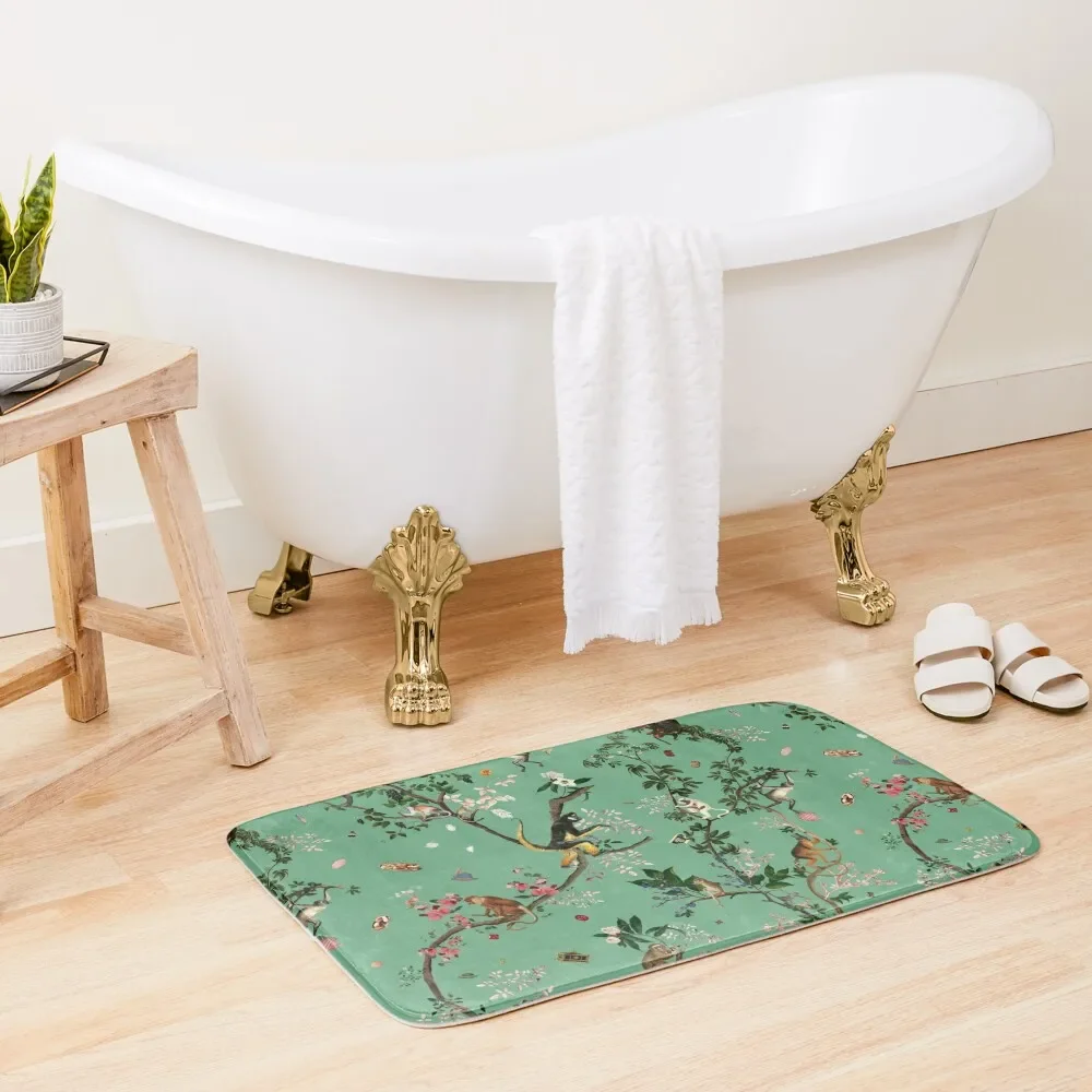 

Monkey World Green Bath Mat Carpet For Shower Non-Slip Shower Mat
