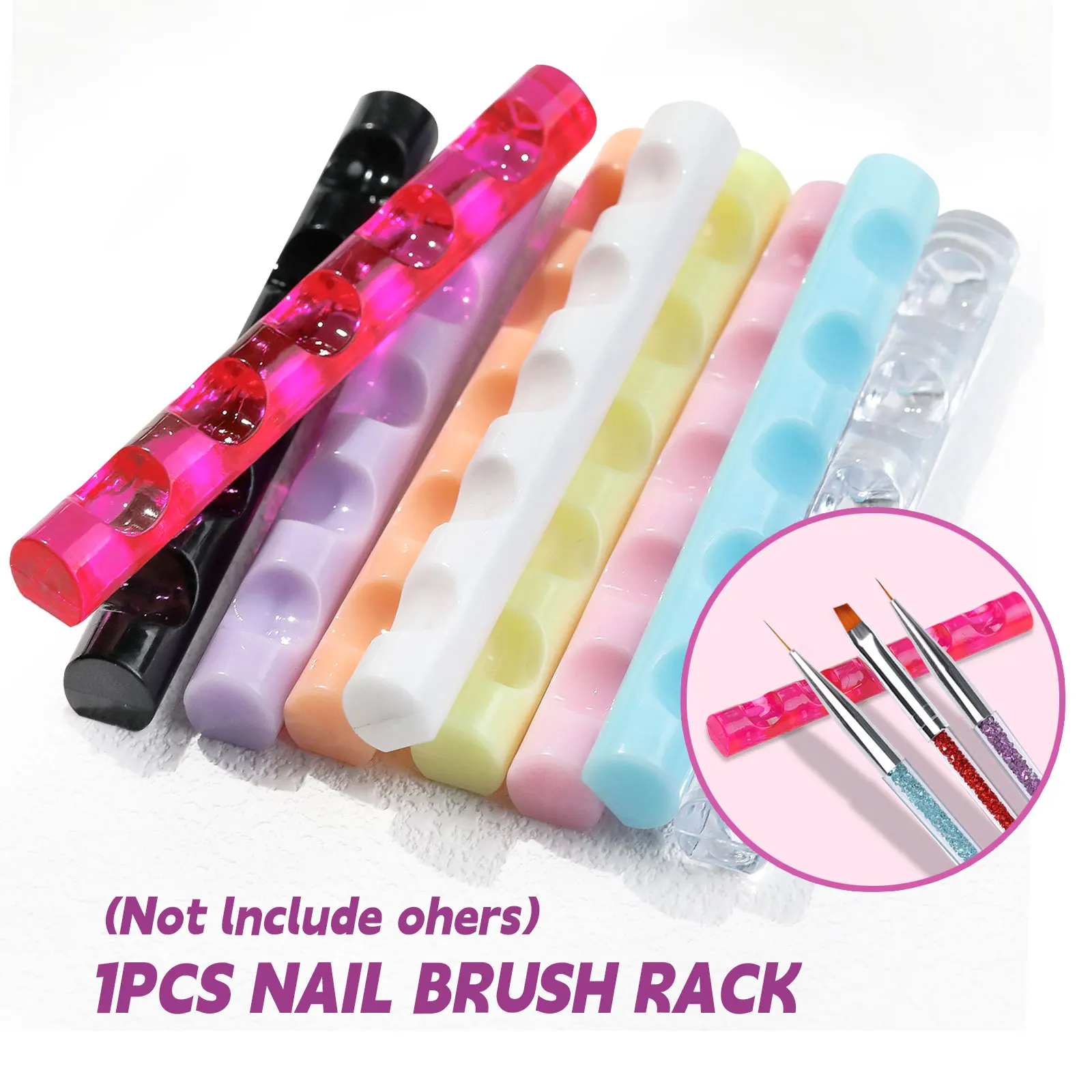 

5 Grids Portable Nail Art Mini Shelf Transparent Crystal Nails Brushes Bar Pen Holder 1pcs Manicure Tools