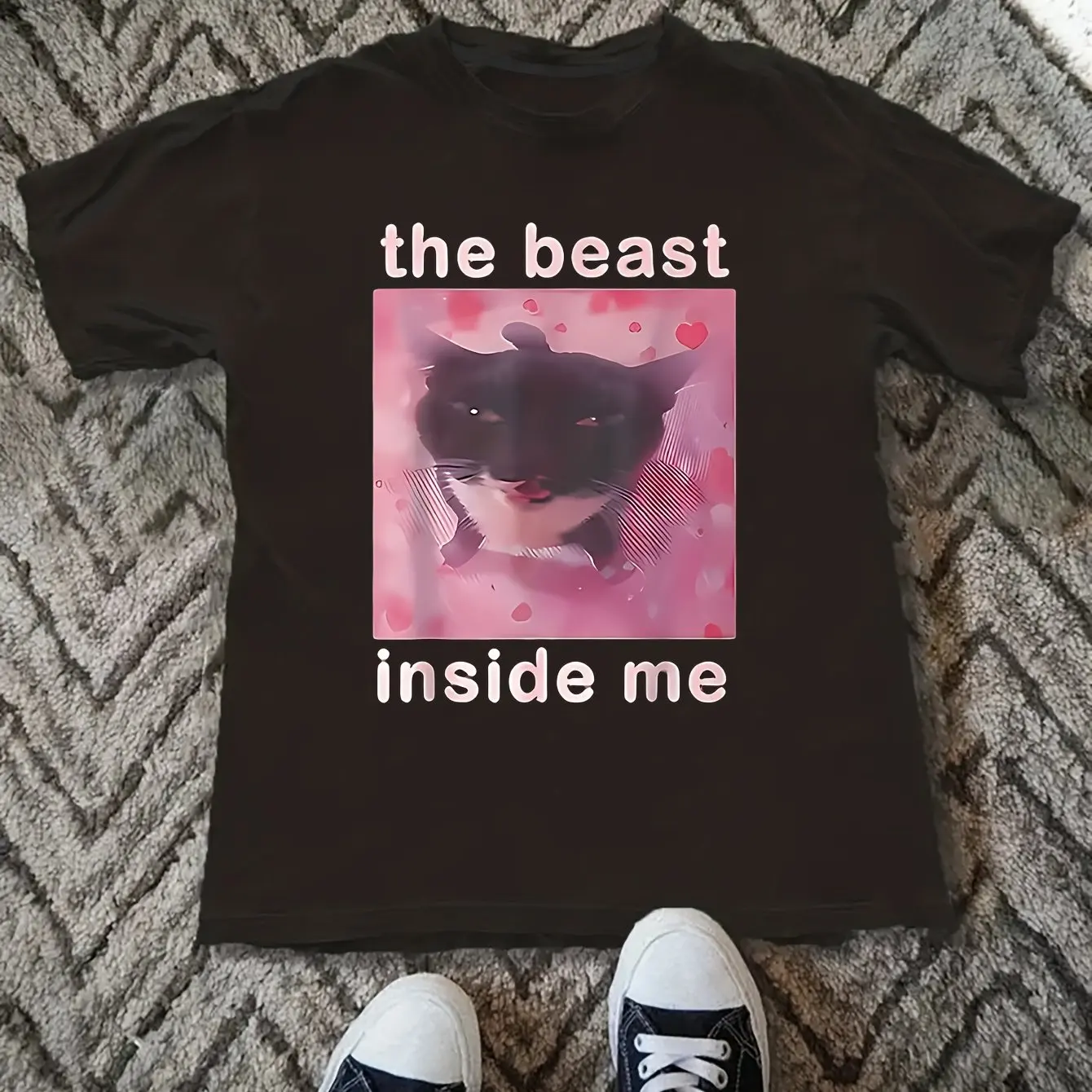 Lustiges Retro-Katzen-Grafikdruck-Sommer-Herbst-Winter-Kurzarm-T-Shirt für Herren und Damen, lässig, locker, Outdoor, Straßentrend