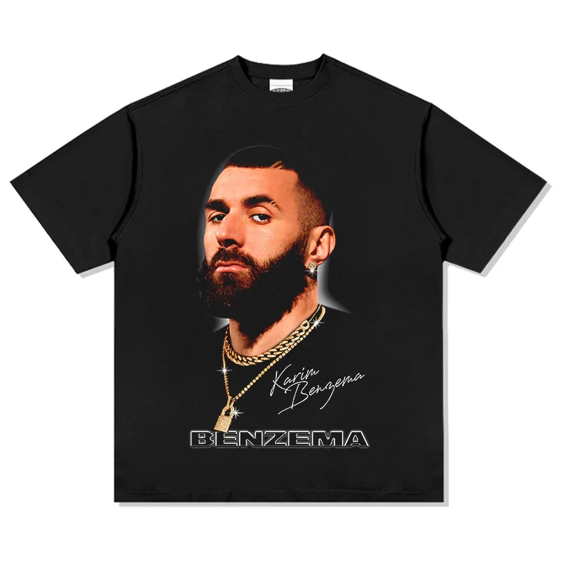 Karim Benzema-Camiseta 100% de algodón para hombre, camiseta de fútbol de Madrid, camiseta conmemorativa, camiseta de manga corta de gran tamaño para mujer