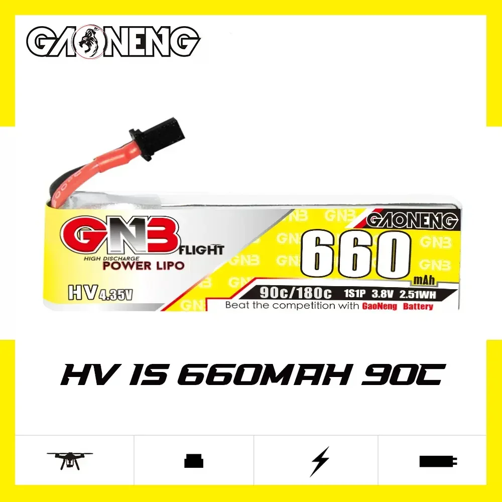 GNB 1S 3.8V HV 660MAH 90C A30 Connector RC LiPo Battery 75/85mm FPV Drone Emax Tinyhawk S NanoHawk EZ Pilot Mobula8