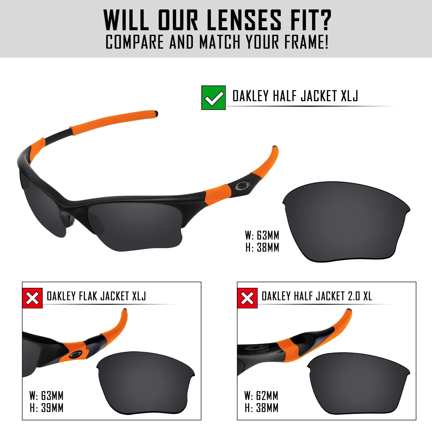 

Сменные поляризационные линзы HDTAC для полукуртки Oakley XLJ 63 мм, полукуртка XLJ, солнцезащитные очки Asian Fit, разноцветные варианты