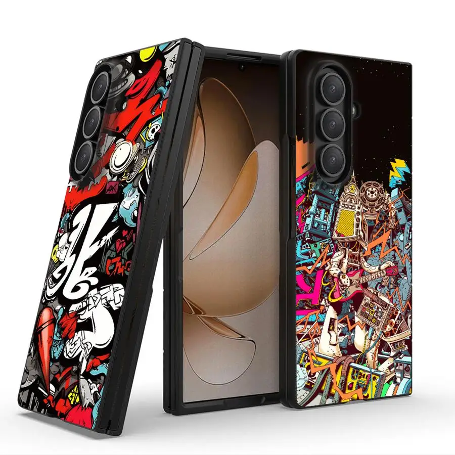 Cartoon Graffiti Style Phone Cover Case for Samsung Galaxy Z Fold 8 Ultra ZFold7 ZFold5 ZFold4 Z Fold8Ultra ZFold6 Z Fold 7 6 3