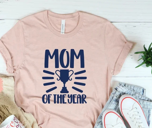 

Mom of the Year Mom Mother's Day Shirt Short Sleeve Top Tees O Neck Streetwear harajuku 100% Cotton Fashion goth Drop Shipping