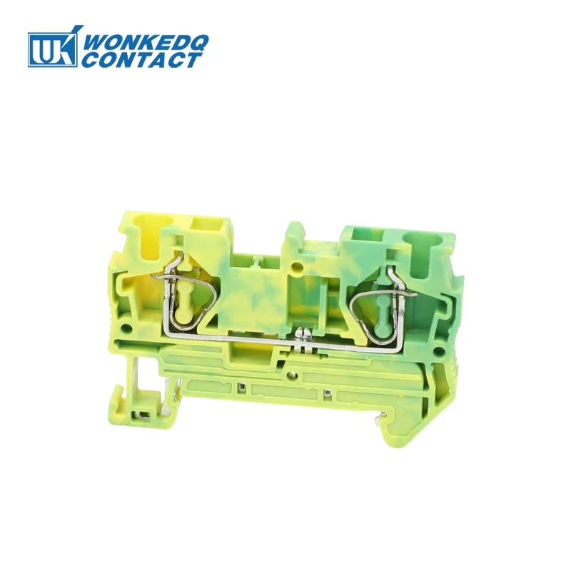 10Pcs ST4-PE Din Rail Ground Connector Spring-cage Terminal Block Feed-through Earthing Electrical Cable 4mm² Connect ST 4-PE