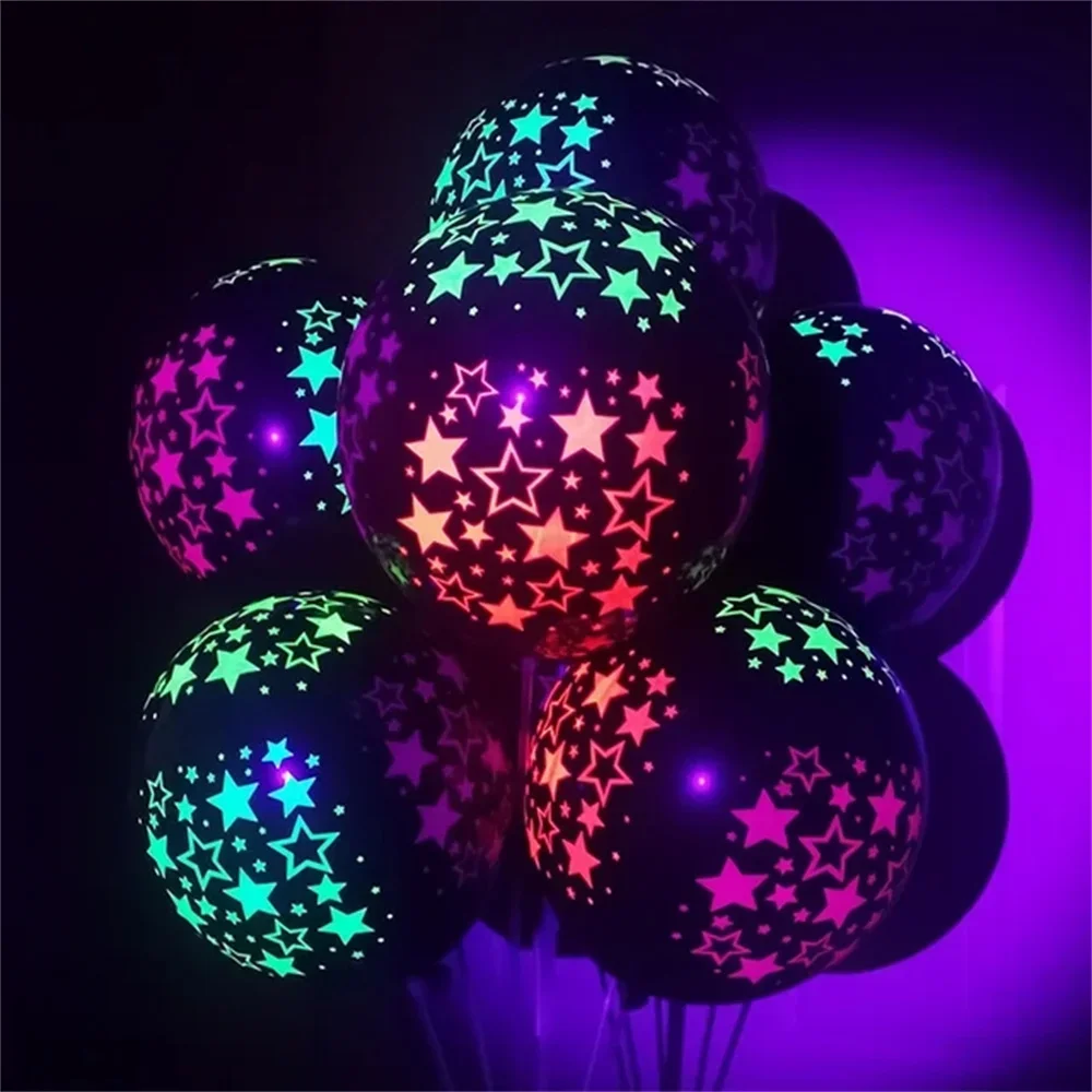1/2/3Pcs Neon Happy Birthday Balloons 12inch UV Glow Balloons Blacklight Latex Globos Kids Baby Shower Birthday Party Decor