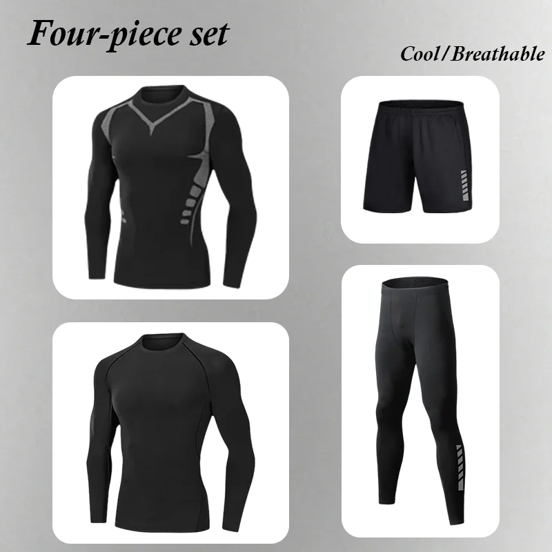 

Men's Fitness Running Clothes long Sleeve Quick Dry Shirt High Elasticity Basketball Training Suit for Morning Runs