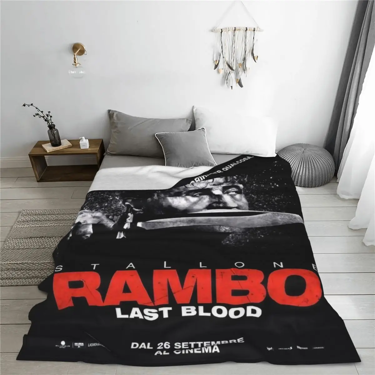 Rambo First Blood Blanket Movie Poster Camping Flannel Throw Blanket Soft Warm Couch Chair Custom Bedspread Gift