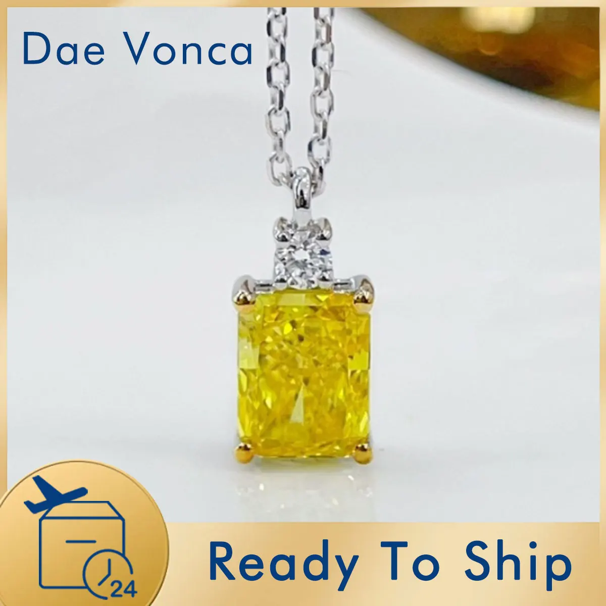 

Ожерелье с подвеской из желтого бриллианта, подвеска из белого золота 18 карат, всего 0,75 карата, выращенное в лаборатории бриллиантовое ожерелье для свадебного подарка