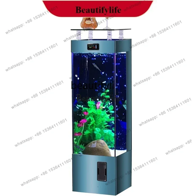 Home living room floor ecological fish tank aquarium high definition glass goldfish tank new  H