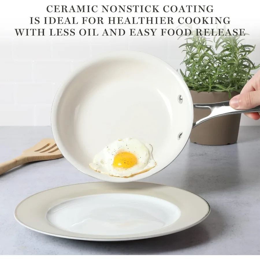 مجموعة أواني ومقالي من الألومنيوم غير لاصقة خالية من مادة PFA من Lockton مكونة من 10 قطع من المينا الثقيلة المصنوعة من الألومنيوم باللون الأحمر #3