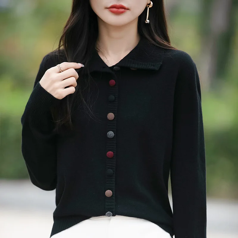 Cardigan Women Sweaters Coats Stand Collar Thick Jackets Full Sleeve Jumpers Coat Y2k Streetwear Elegant Knit Autumn Winter