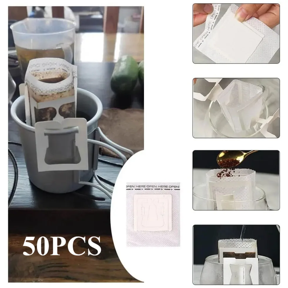 

50pcs Portable Hanging Ear Coffee Bag Espresso Coffee Filters Accessories Coffee Disposable Filter Paper Bags Tea Tool