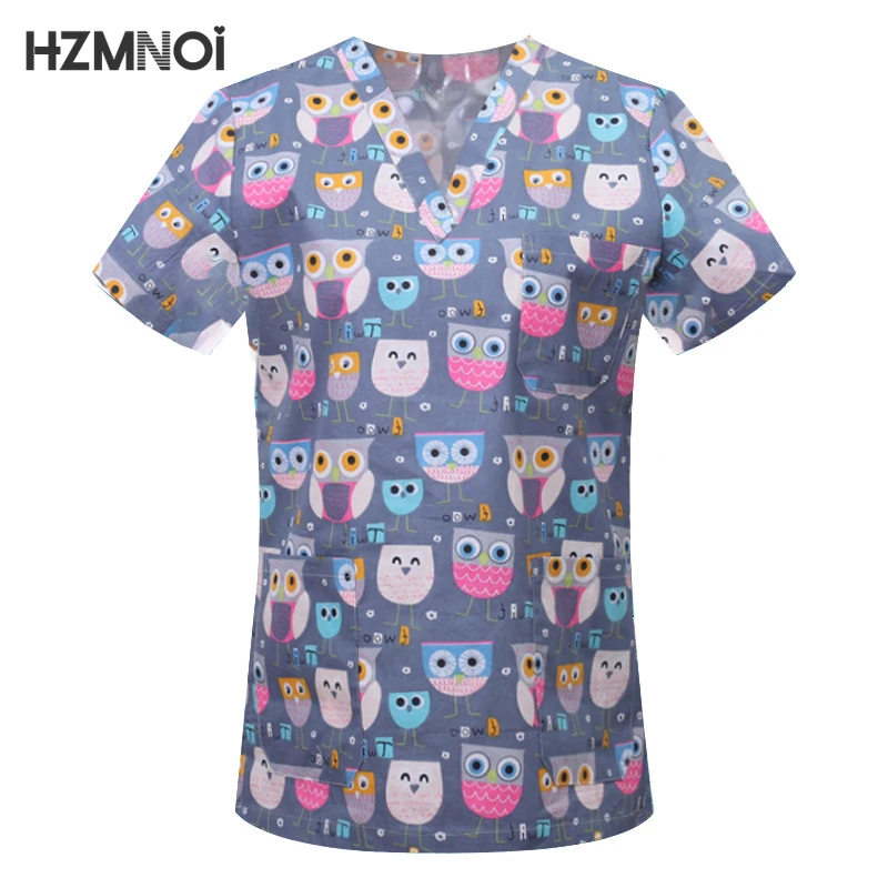 Dessin animé animaux imprimer clinique pour animaux de compagnie hôpital soins infirmiers gommage hauts chemises coton dentisterie médecin Blouse uniformes chirurgicaux médicaux