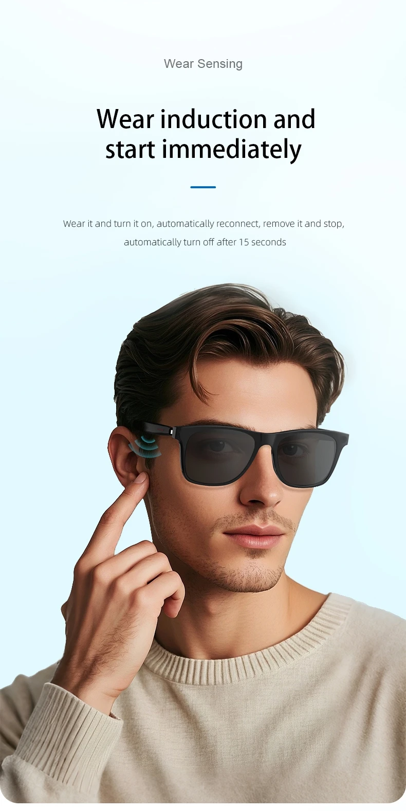 Smart Glasses, Bluetooth for Men Women Wireless Glasses with Speakers, Built-in Mic, Clear Phone Calls Game Music Audio for And
