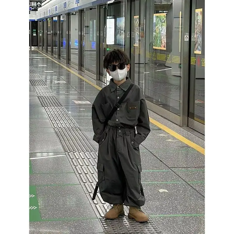 

Boys' Spring and Autumn Set Fashion New Style Children's Casual Handsome Jacket+Pants Two Piece Set