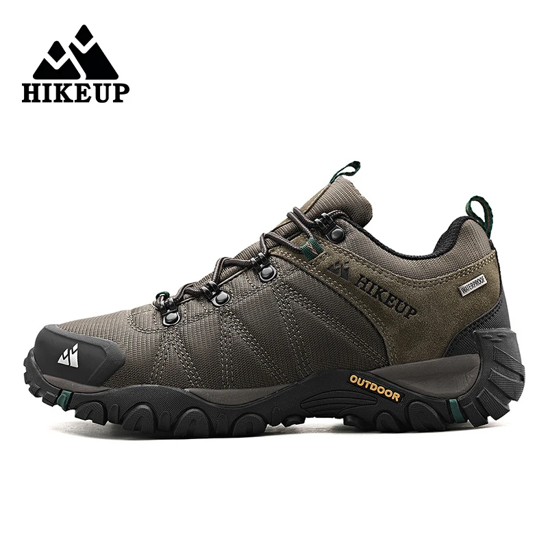 HIKEUP Non-slip Men Hiking Shoes Breathable Outdoor Wear Resistant Splashproof Climbing Men Sneaker Tourism Mountain Shoes