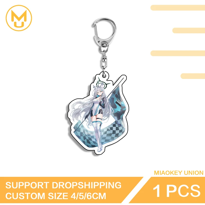 Blue Archive Girl Key Chains Racing Waifu High Quality Circle Keyring Gamelover DIY Costumes Props Sexy Military Keyholder