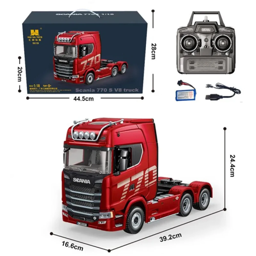 HUINA 1501 カーヘッド 770S V8 1/18 RC 合金トラクタートラック 19CH