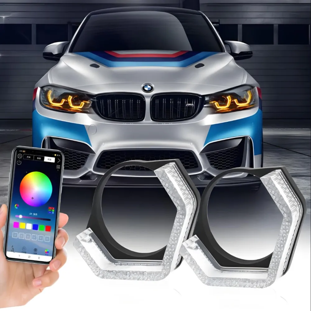 Angel Eyes Suitable for BMW System 2.5/3-inch Round 5D Angel Eyes Projector Cover Writing Car Projector Headlight LED Mask