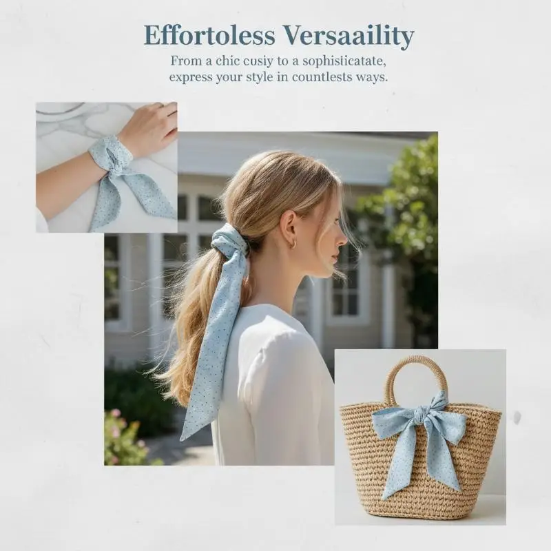 

Narrow Polka Dot Scarf 140x5cm Women Long Ribbon Hair Tie Bag Handle Headband for Gift Giving