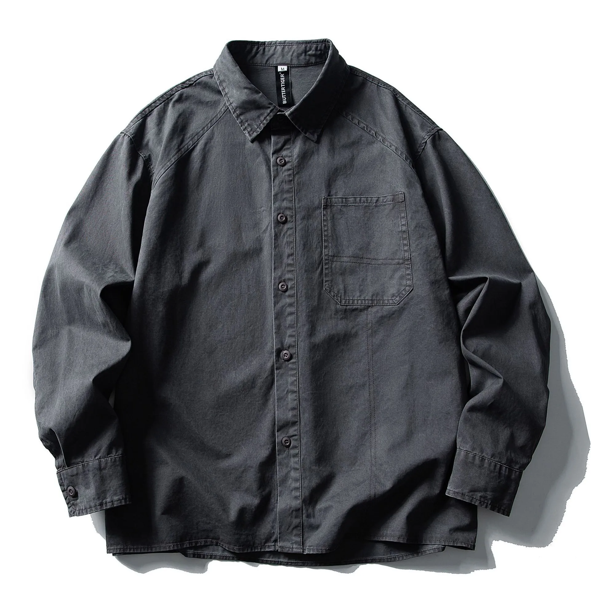 

Мужская повседневная рубашка-куртка из 100% хлопка в японском ретро-стиле, с эффектом потертости и выцветания, весна-осень 2025, в американском винтажном стиле, с множеством карманов