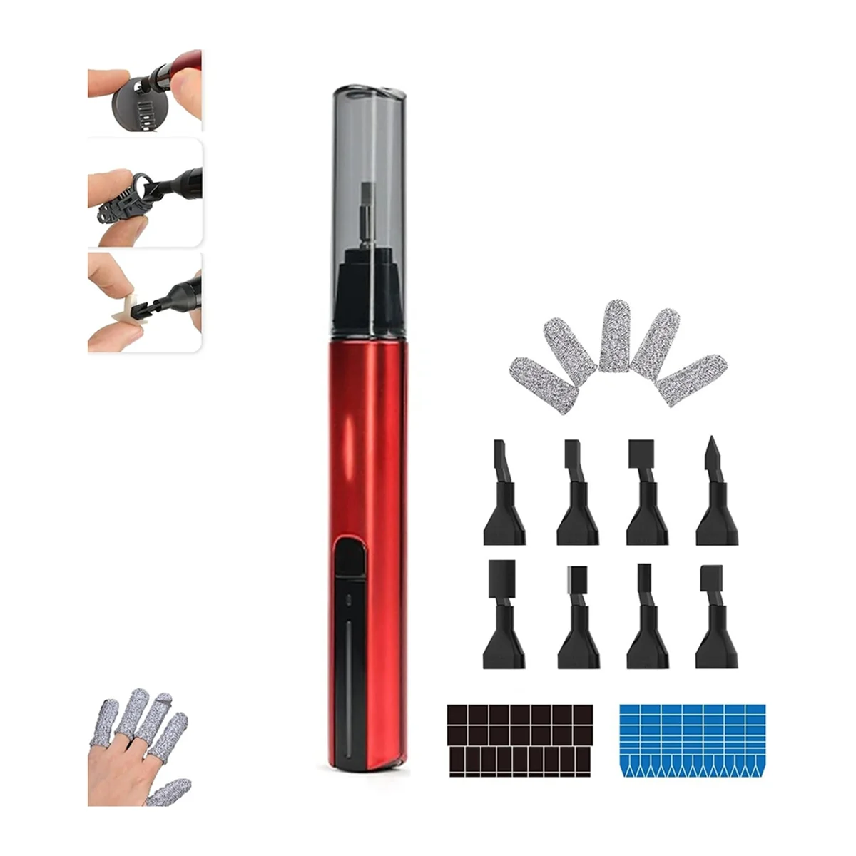 

Reciprocating Electric Sander, 3-Speed Adjustable Detail Sanding Pen, 8 Sanding Heads and Self-Adhesive Sandpaper