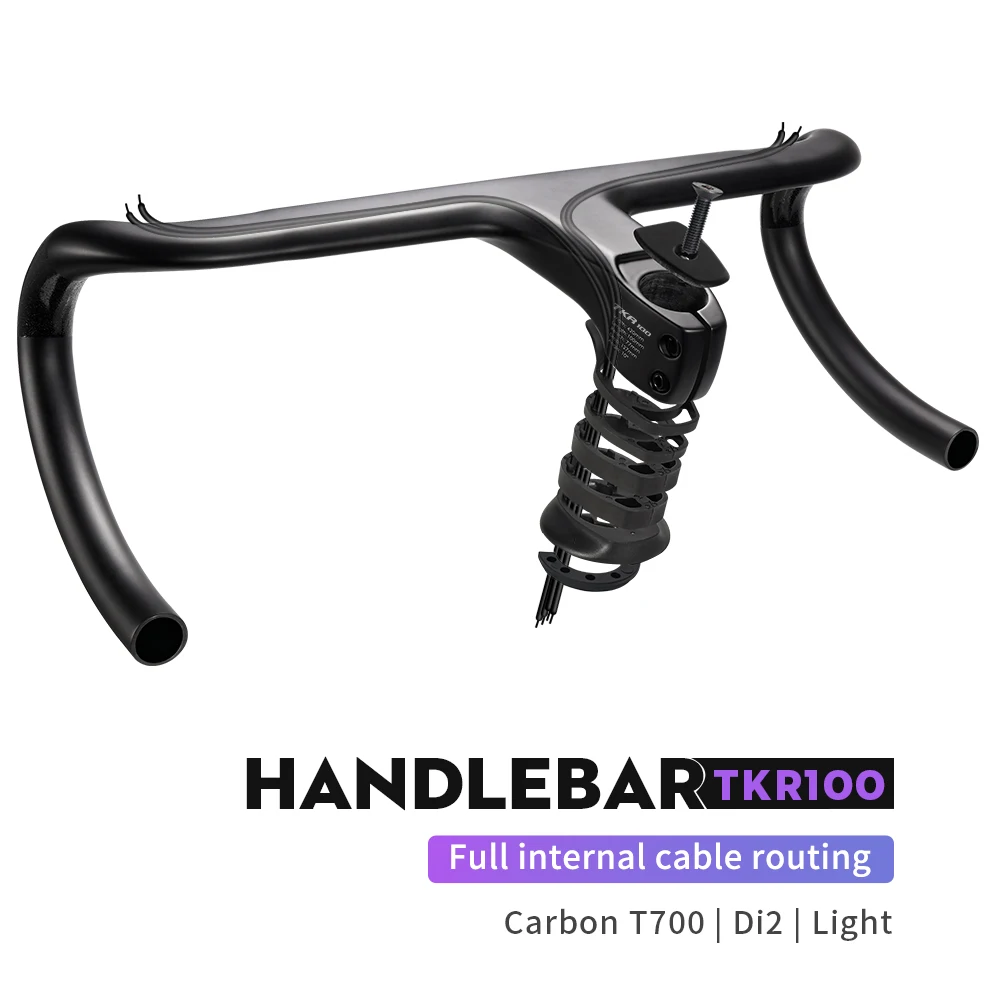 

TKR100 Road Bike Full Internal Cable Routing Bicycle Handlebar Carbon Integrated Handlebar Di2 With Spacers Cycling Parts