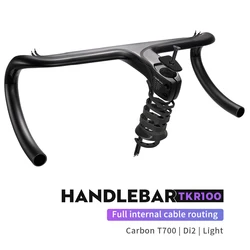 TKR100 Road Bike Full Internal Cable Routing Bicycle Handlebar Carbon Integrated Handlebar Di2 With Spacers Cycling Parts