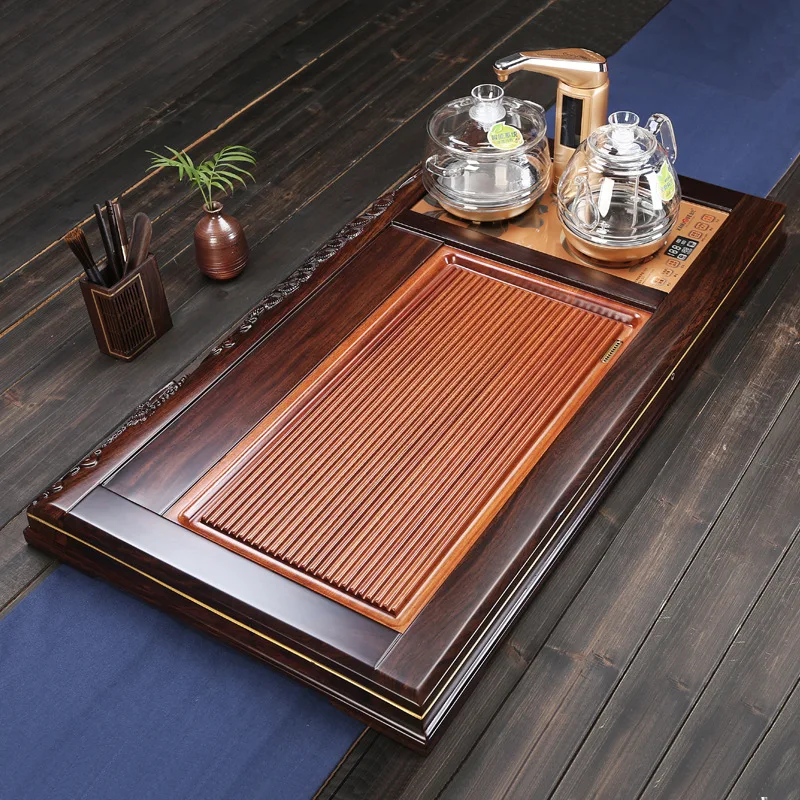 

【 Induction Cooker Can Be Installed 】 Ebony Rosewood Tea Tray Solid Wood Frame Oversized Kung Fu Living Room Tea Table