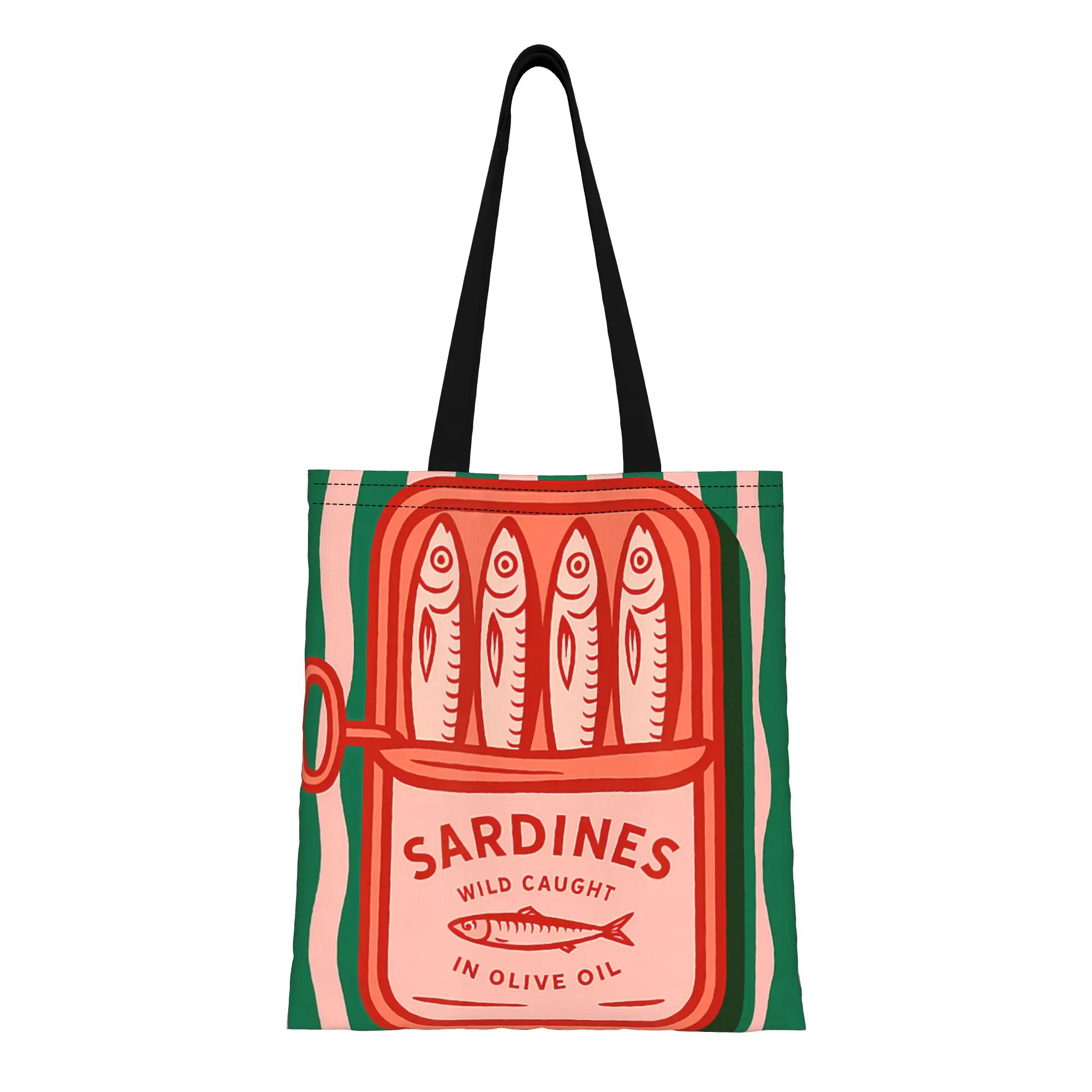 

1PC Sardines Tinned Canvas Tote Bag Sardine Canvas Tote Bag Perfect for Shopping Grocery Travel & Outdoor
