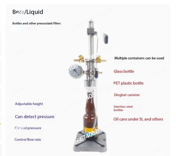 Beer Filling Machine Isobaric Filling Machine Manual Carbonated Beverage Filler Cola Soda Sparkling Water Packaging