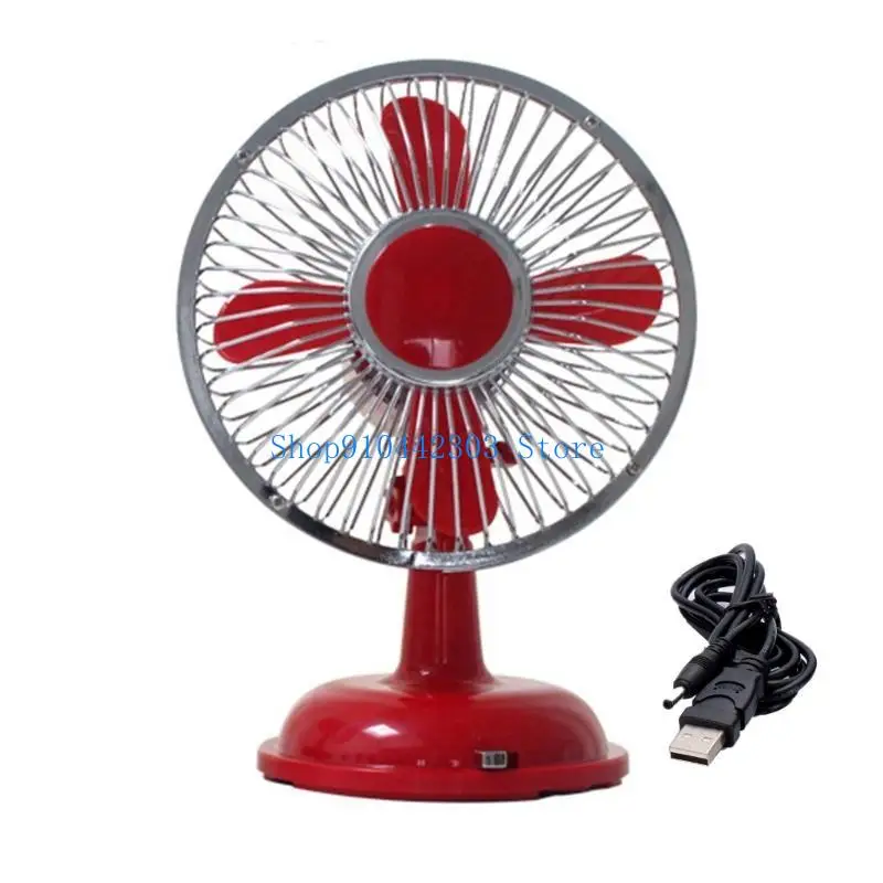 

652F USB/AA Battery Power Desk Fan 5.7inch Retro Oscillating Table Fan Powerful