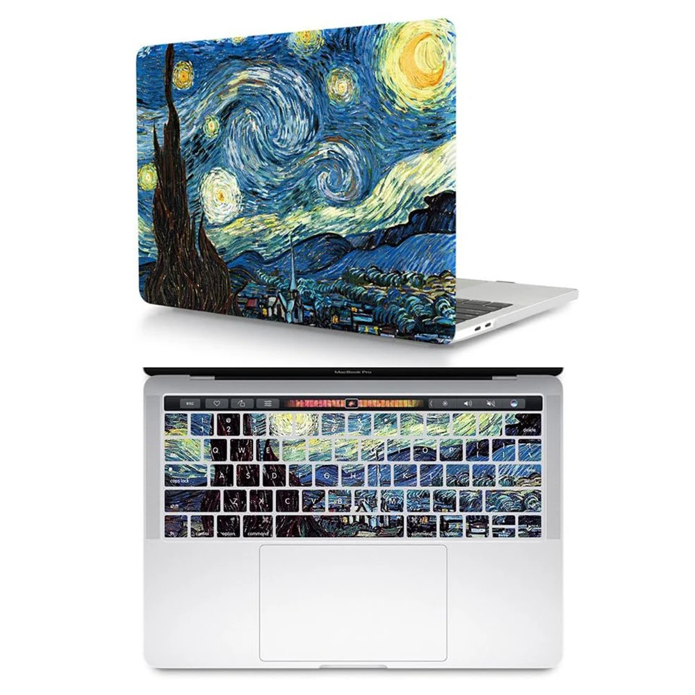 2 in 1 Starry Night MacBook New Pro 13 PC Hard Case Cover&Silicone Keyboard Cover for MacBook New Pro 13 with Touch bar A2159