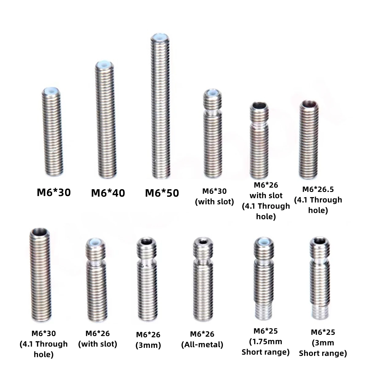 

1 PCS 3D Printer Throat for MakerBot MK8 Hotends M6 1.75mm Filament Stainless Steel Heat Break with PTFE Tube M6x30mm 40mm 50mm