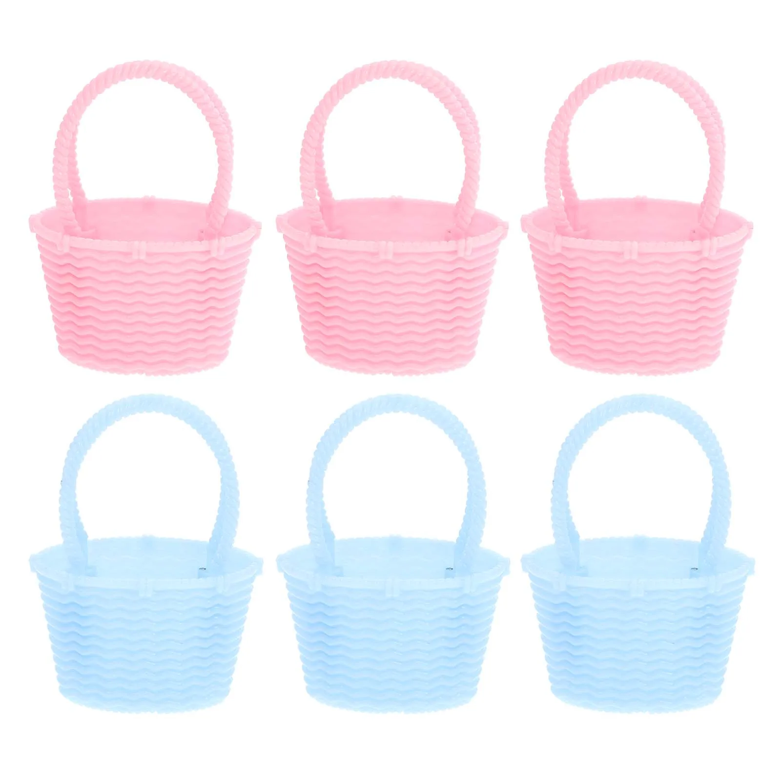 

6pcs Plastic Candy Box Durable Handheld Basket For Easter Egg Fruit Picnic Basket Snacks Storage Party Picnic Use