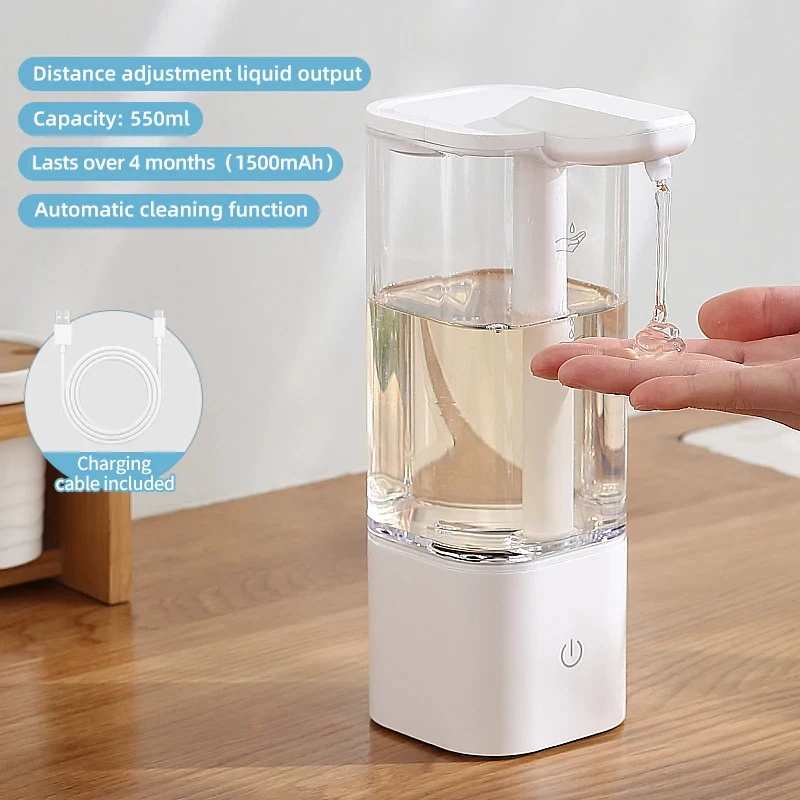 

550ml Kitchen Automatic Liquid Soap Dispenser USB Rechargeable Touchless Hand High Capacity Detergent Bathroom Dispenser