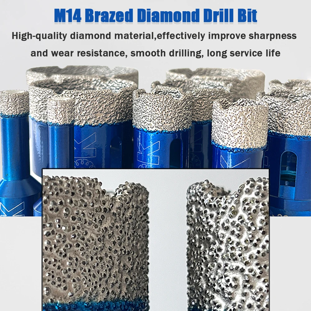 1pc Diamond Drilling Tile Bits M14 Porcelain Drill Core Bits Marble Masonry Hole Saw Granite Crown Dia6-68mm Hole Opener