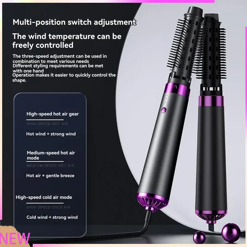 B15C Hair Dryer Set 5-In-1 Hot Air Comb Automatic Curling Iron Straight Dual-Purpose Hair Styling Comb UK Plug