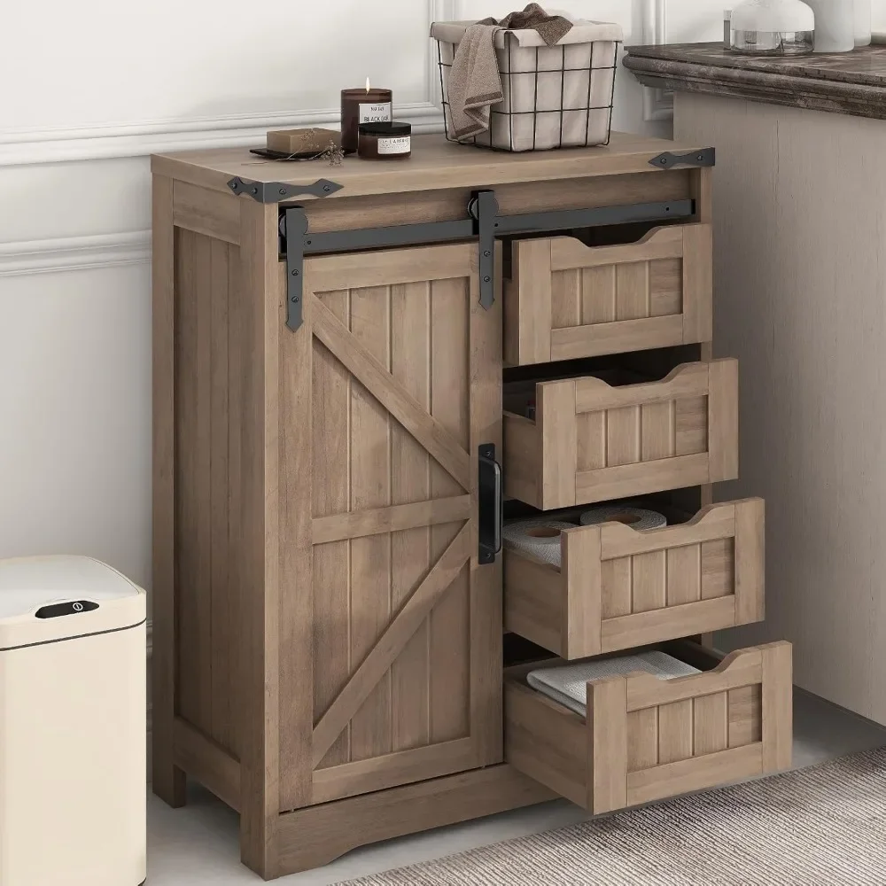 

Farmhouse Bathroom Floor Storage Cabinet, Bathroom Cabinet with Drawer