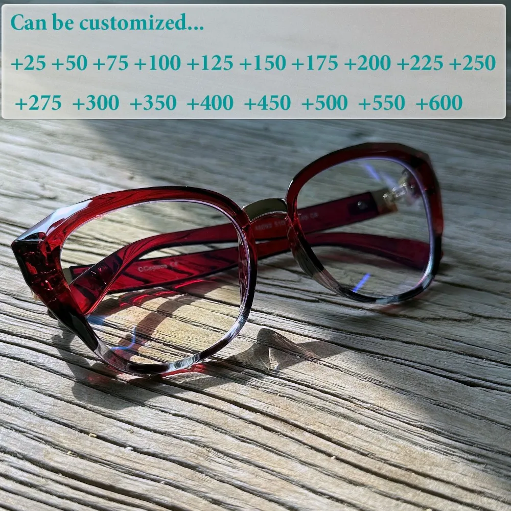 Cat Eye Reading Glasses Red Glasses Presbyopia Eyeglasses Diopter Stylish Y2K Style Trendy +50+100+150+200+250+300+350 #48092