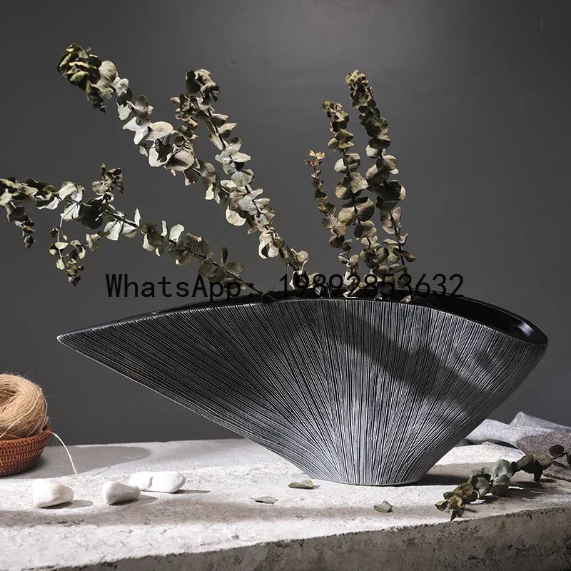 

Креативная ваза в скандинавском стиле из смолы, современная абстрактная ваза в форме веера, декоративные изделия, украшения для дома, сухоцветы