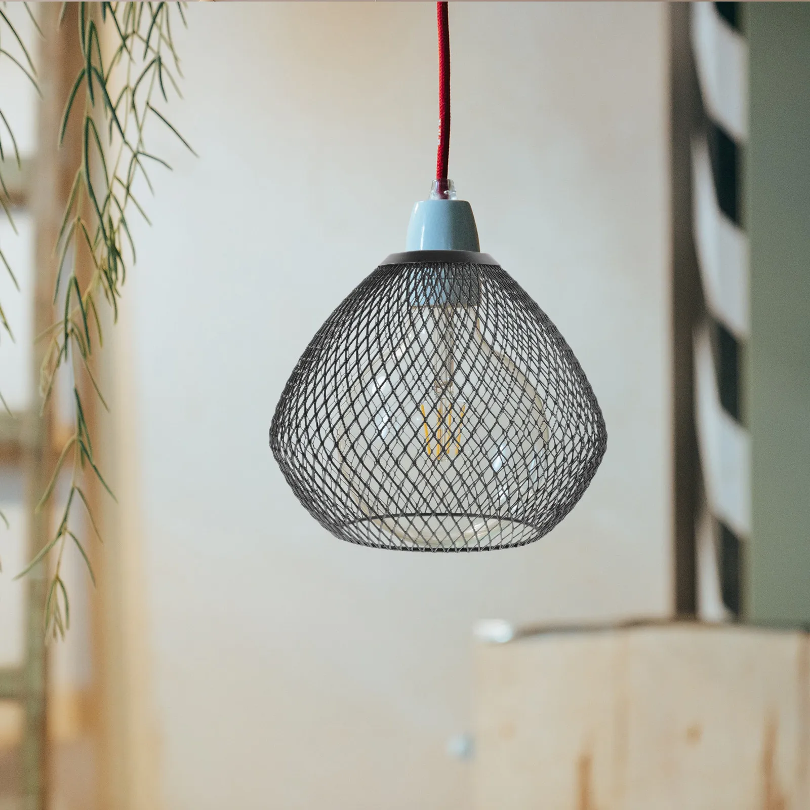 

Geometric Lamp Shade Metal Mesh Pendant Light Shade for Dining Room Restaurant Home Decor Cage Style Hanging Replacement Black