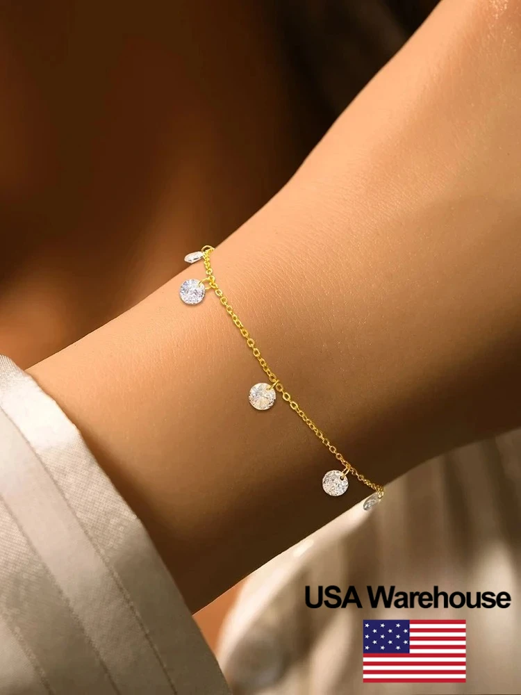 

Простой персонализированный пятикруглый браслет из стерлингового серебра 925 пробы с цирконом для женщин, модные обручальные украшения высокого качества