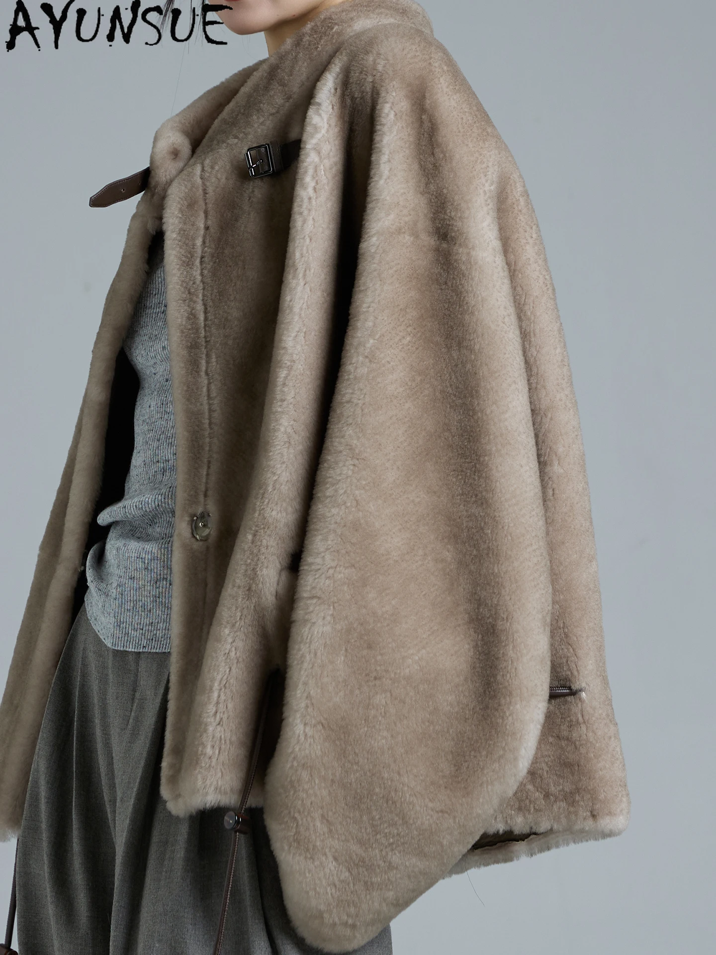 Ayunsue casaco de pele de pele de carneiro natural de luxo feminino casacos de pele real quentes roupas de inverno mulher jaqueta de couro genuíno Шуба Ж Döncud