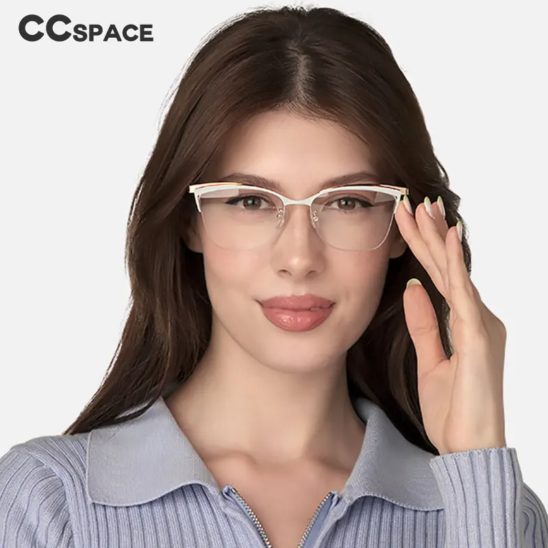 48282 Half Frame Cat Eye Anti Blue Light Optical Glasses Frames Women Fashion Computer Eyeglasses