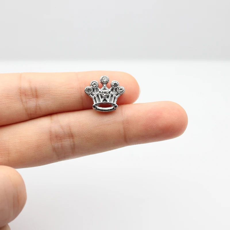 10Pcs/Lot 8mm Crown Slide Charms For Bracelet Making Women Jewelry Rhinestone DIY Accessory Fit Pet Dog Cat Tag Collar Wristband